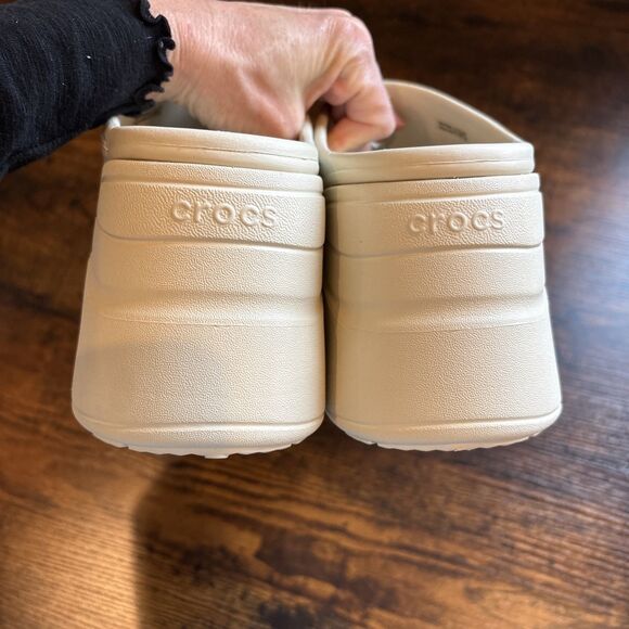 NWT Crocs Siren Clog Platform High Heels Bone/White Slip On Womens Size 12 - Picture 5 of 5